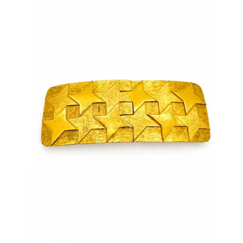 VINTAGE ACCESSOCRAFT BELT Buckle Gold Tone Star Oversized 80s Runway Statement